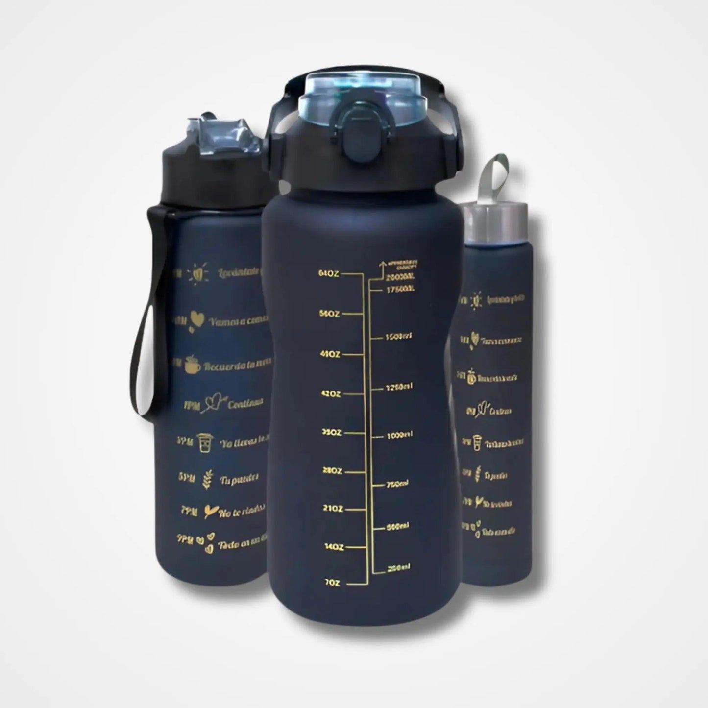 Black Set of 3 Motivational Bottle