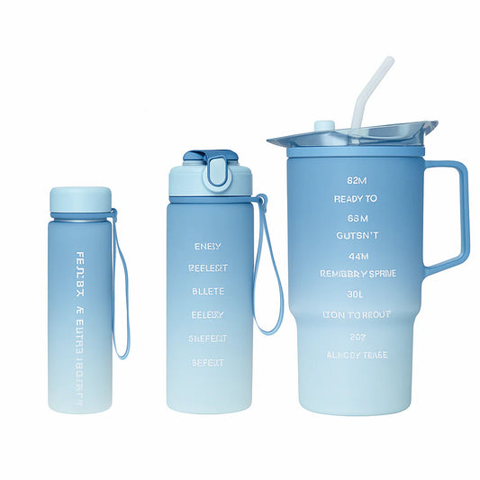 3-Piece Gradient Plastic Water Bottle Set