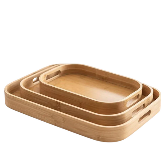 Wooden Bamboo Serving Tray With Handles