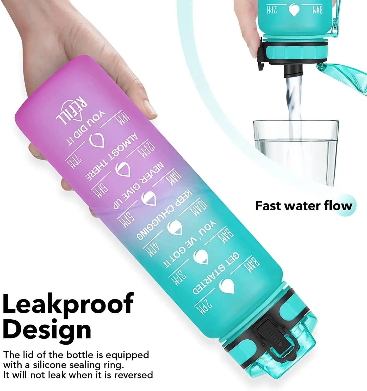 1 Litre Motivational Time Marker Gym Bottle - osbshop.pk