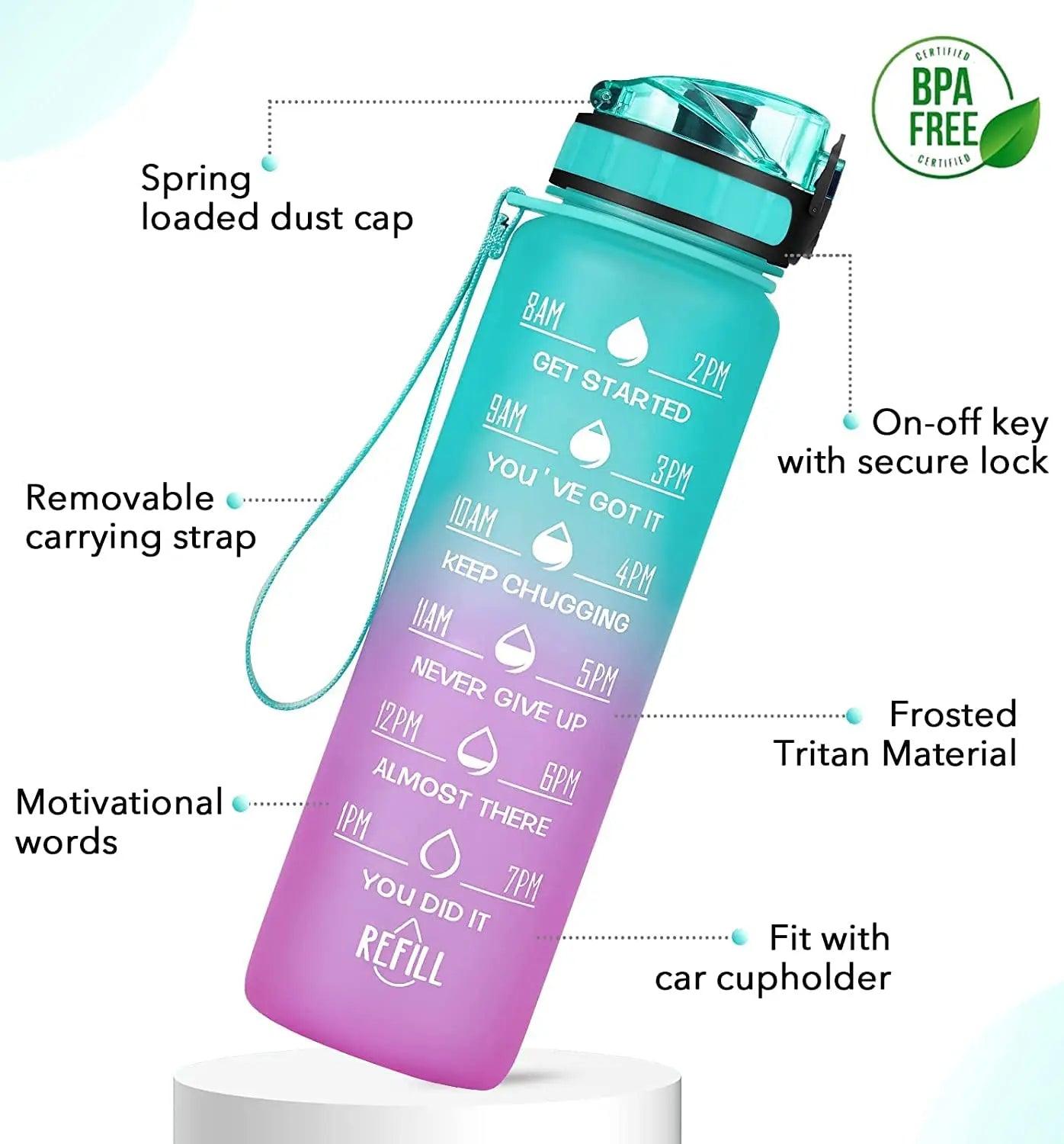 1 Litre Motivational Time Marker Gym Bottle - osbshop.pk
