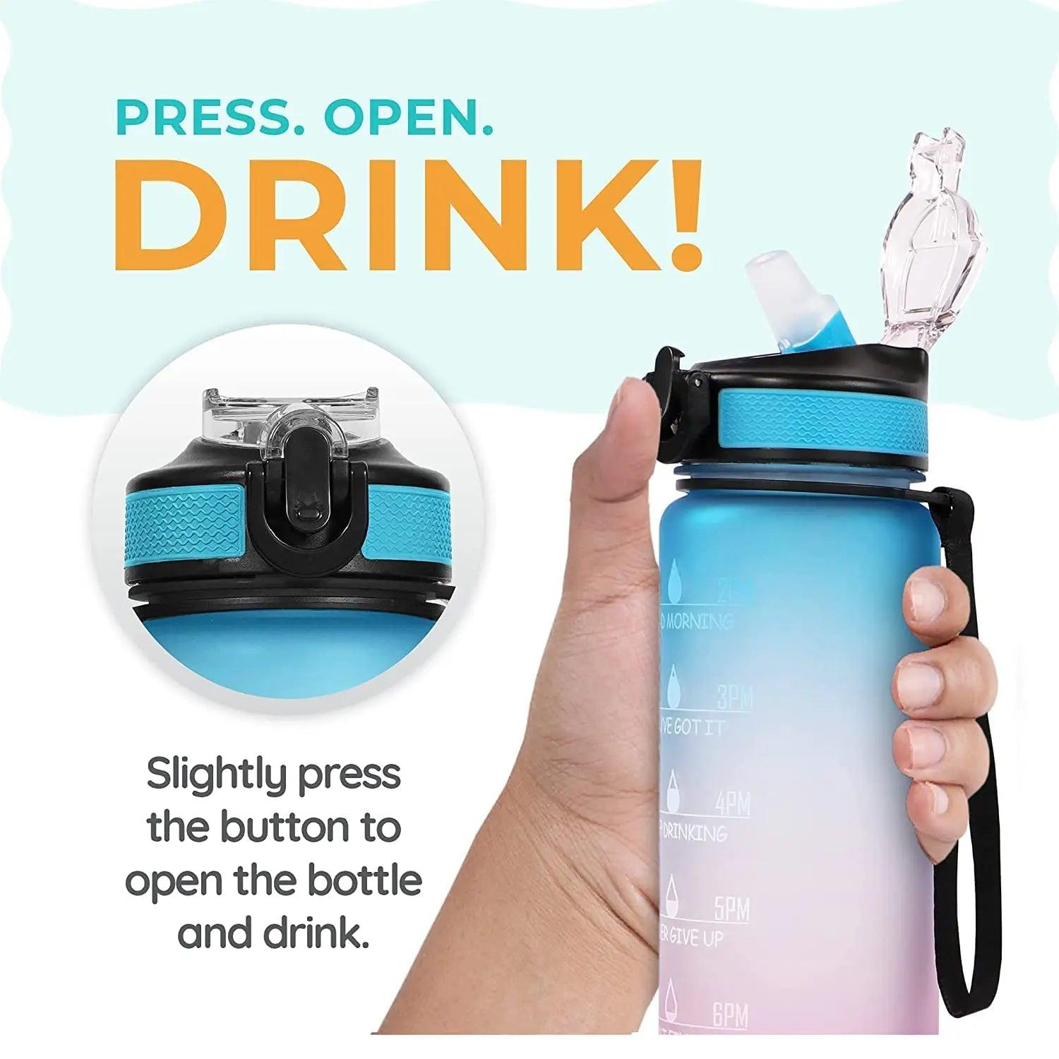 1 Litre Motivational Time Marker Gym Bottle - osbshop.pk
