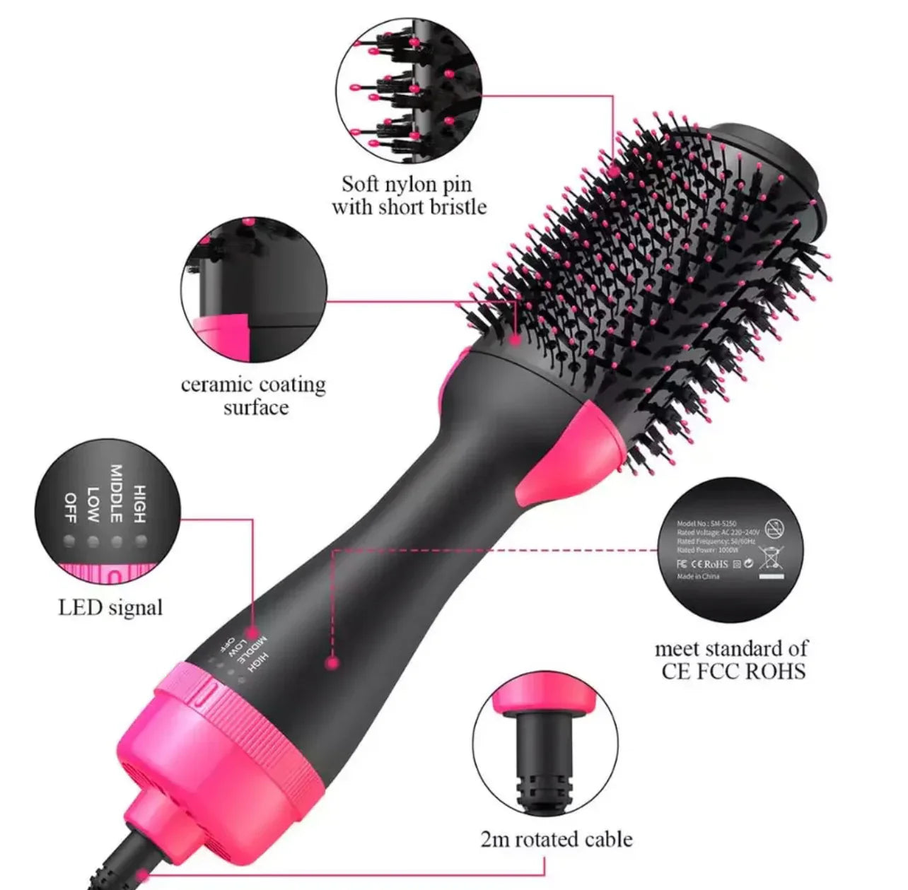 One Step 3 In 1 Hot Air Brush osbshop.pk