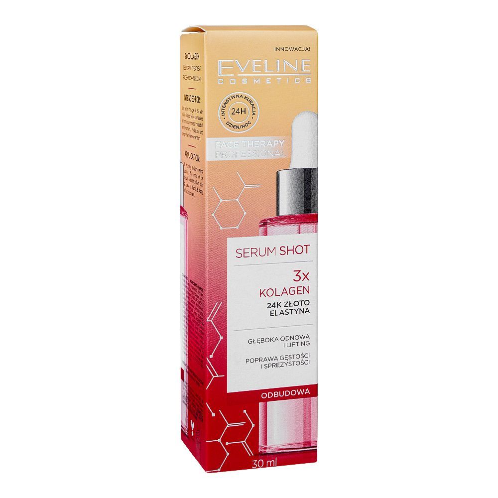 Eveline 3x Collagen 24K Gold Elastin Serum Shot, 30ml osbshop.pk