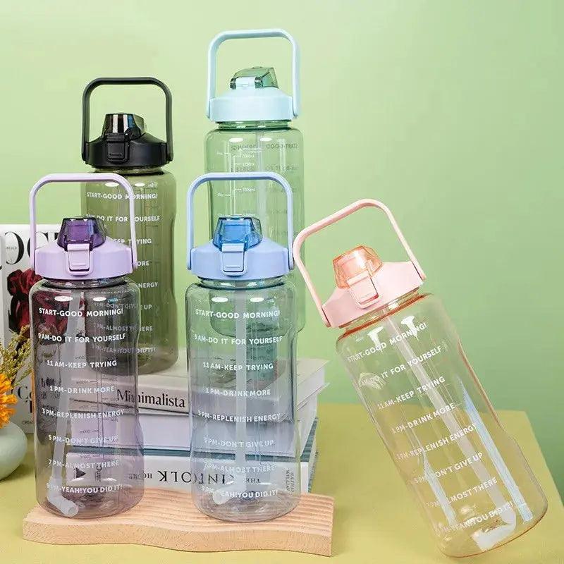 2 Litre Transparent Water Bottle Motivational Time Maker - osbshop.pk