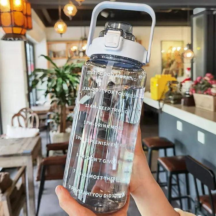 2 Litre Transparent Water Bottle Motivational Time Maker - osbshop.pk