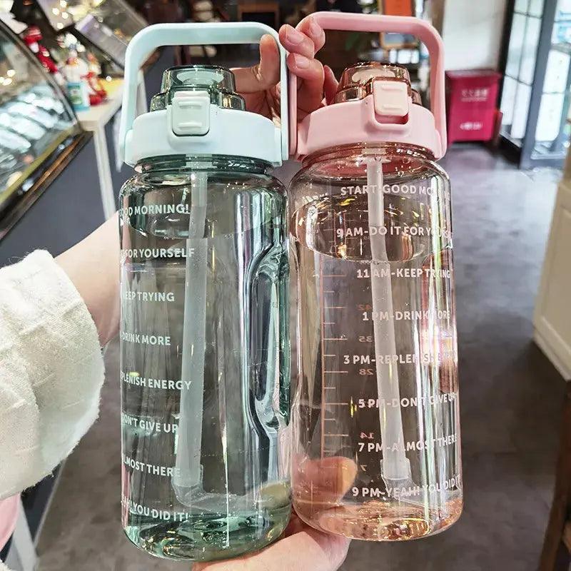 2 Litre Transparent Water Bottle Motivational Time Maker - osbshop.pk