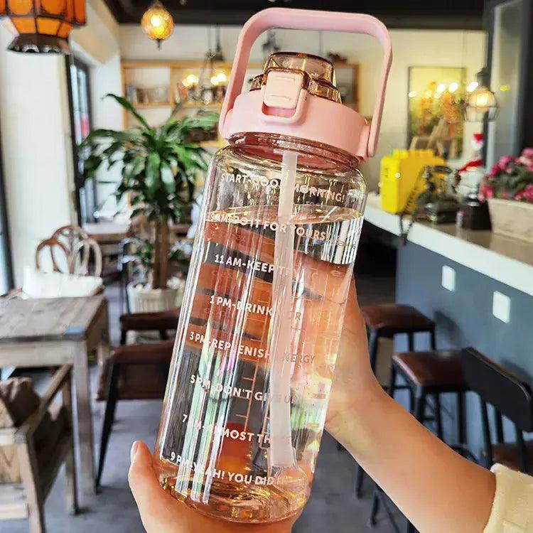 2 Litre Transparent Water Bottle Motivational Time Maker - osbshop.pk
