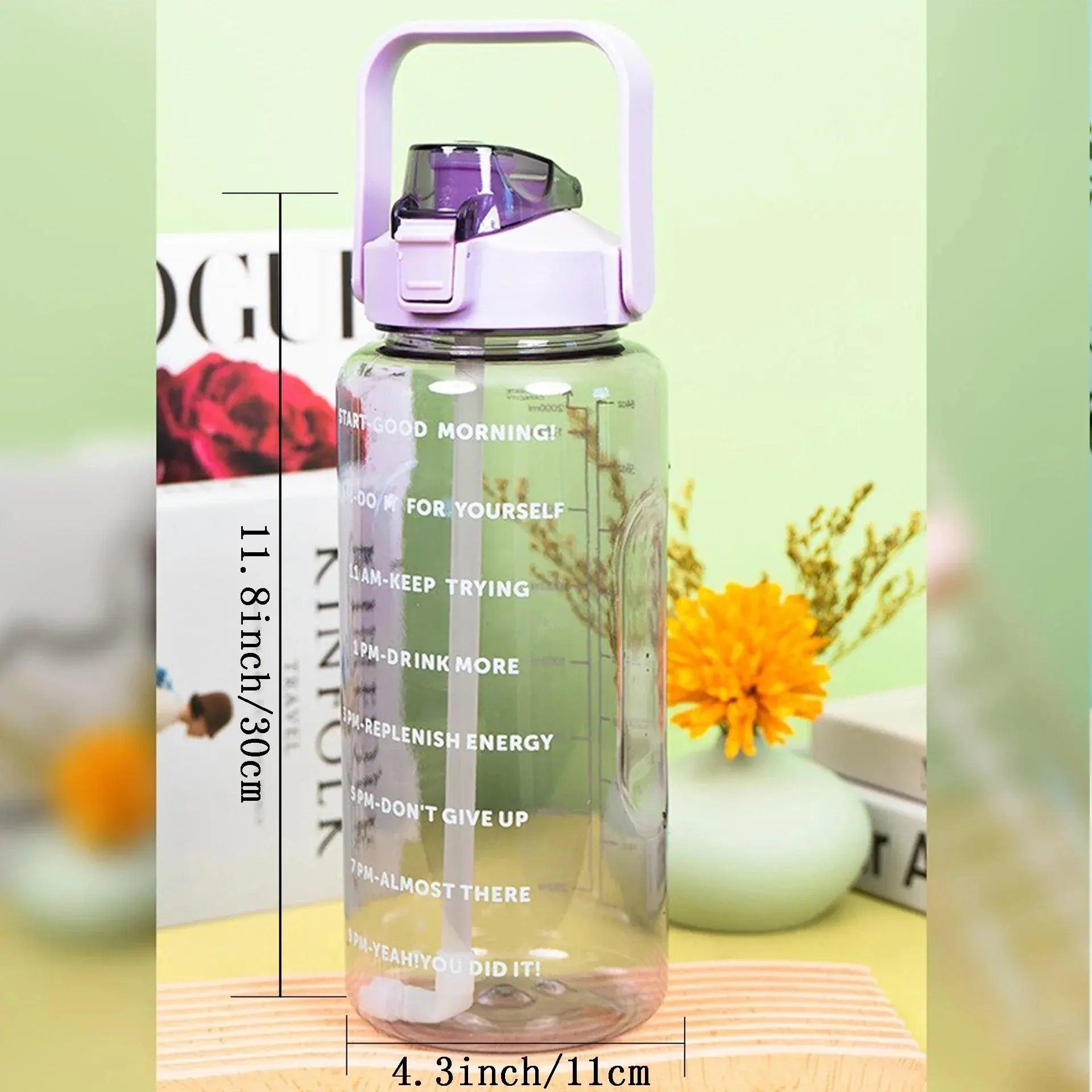 2 Litre Transparent Water Bottle Motivational Time Maker - osbshop.pk