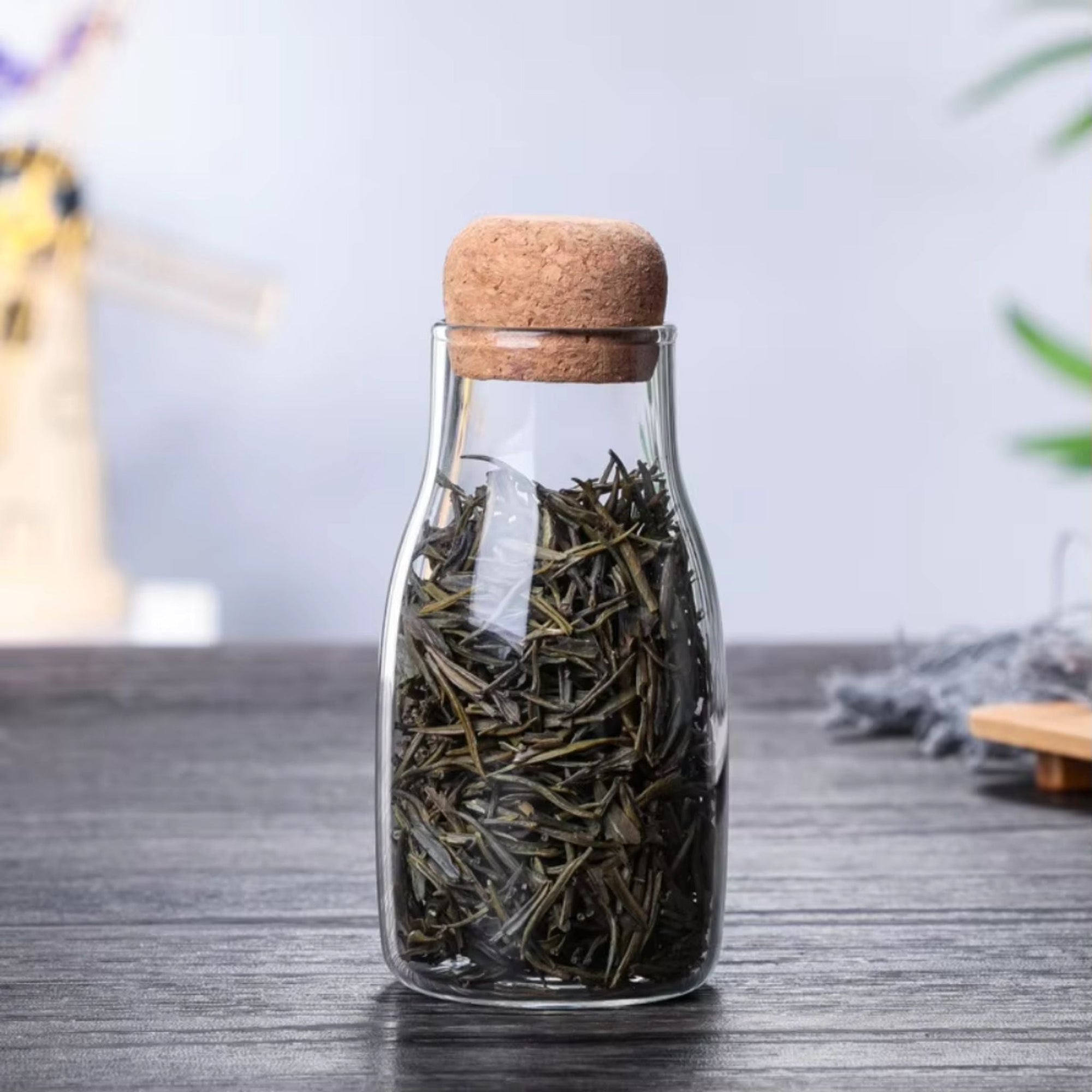 Clear Glass Storage Jar With Cork Lid osbshop.pk