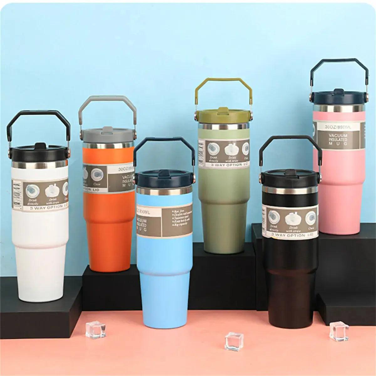 30oz Vacuum Tumbler with Lid Stainless Steel - osbshop.pk