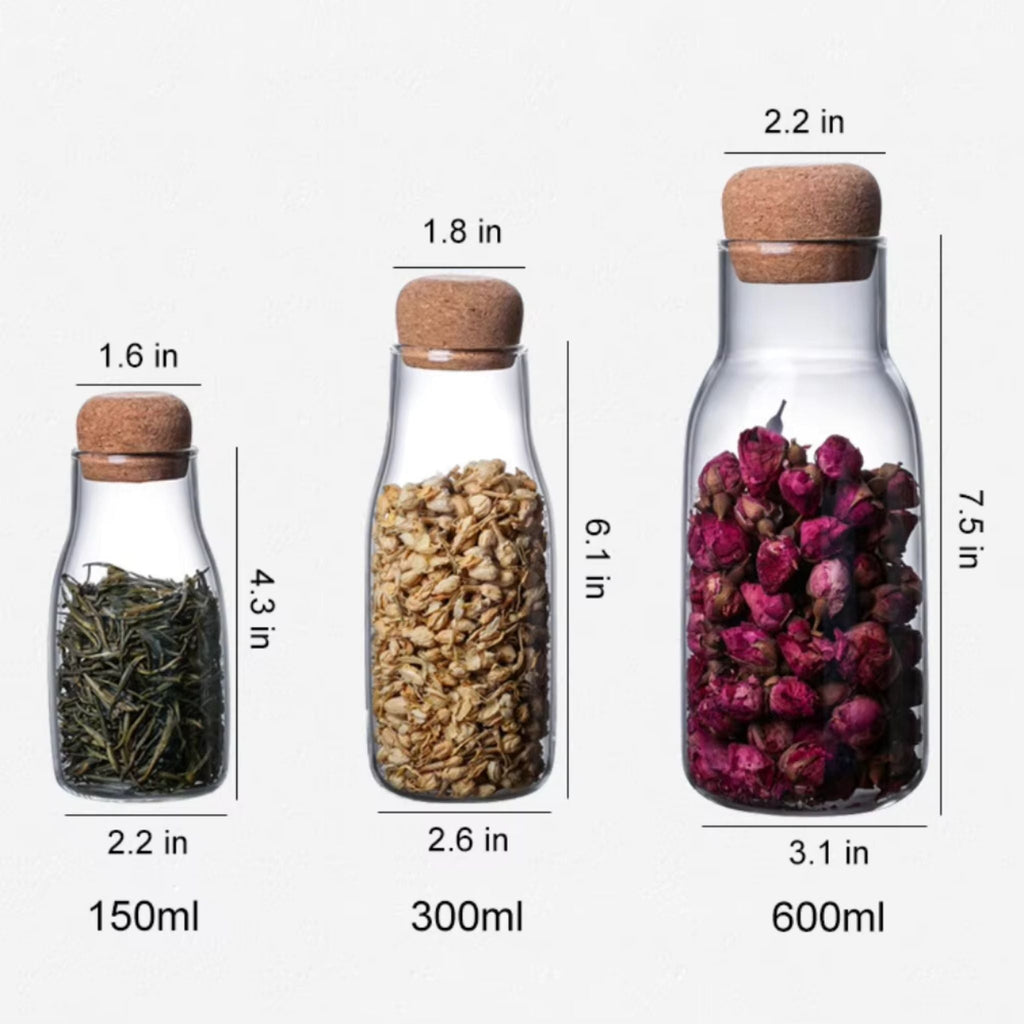 Clear Glass Storage Jar With Cork Lid osbshop.pk