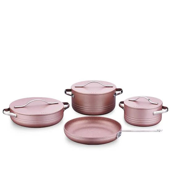 Korkmaz Linea Plus Vanilla 7-Piece Granite Cookware Set osbshop.pk