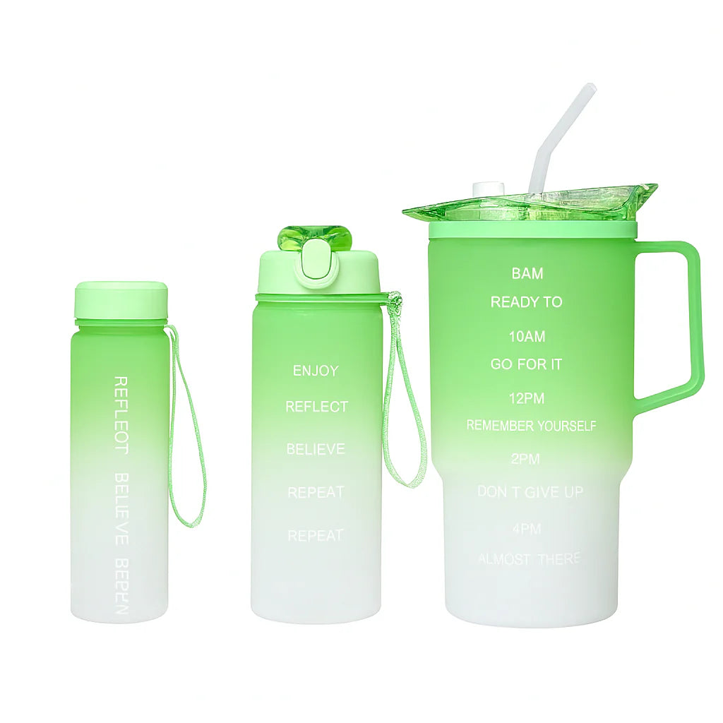 3-Piece Gradient Plastic Water Bottle Set