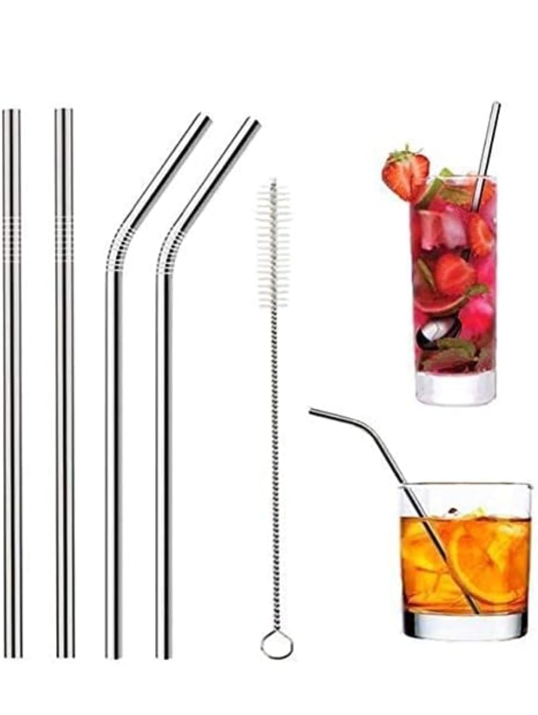 Stainless Steel Straws for Drinking with Brushes - osbshop.pk