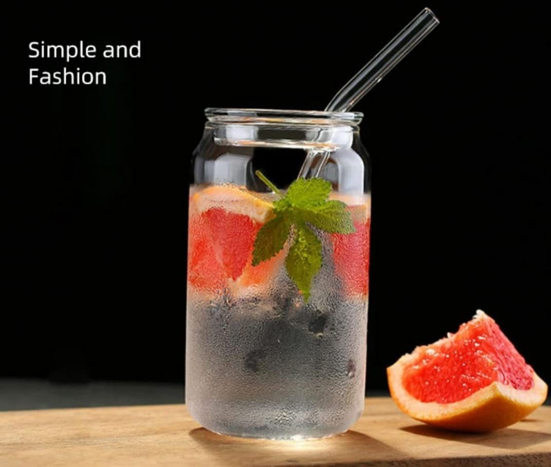 Glass Can Mug with Straw without cap One Stop Bazar