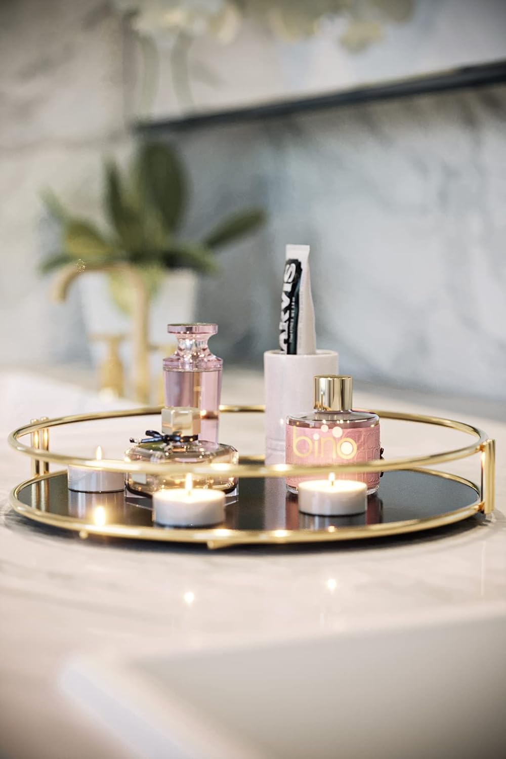 Golden Vanity Display with Mirror osbshop.pk