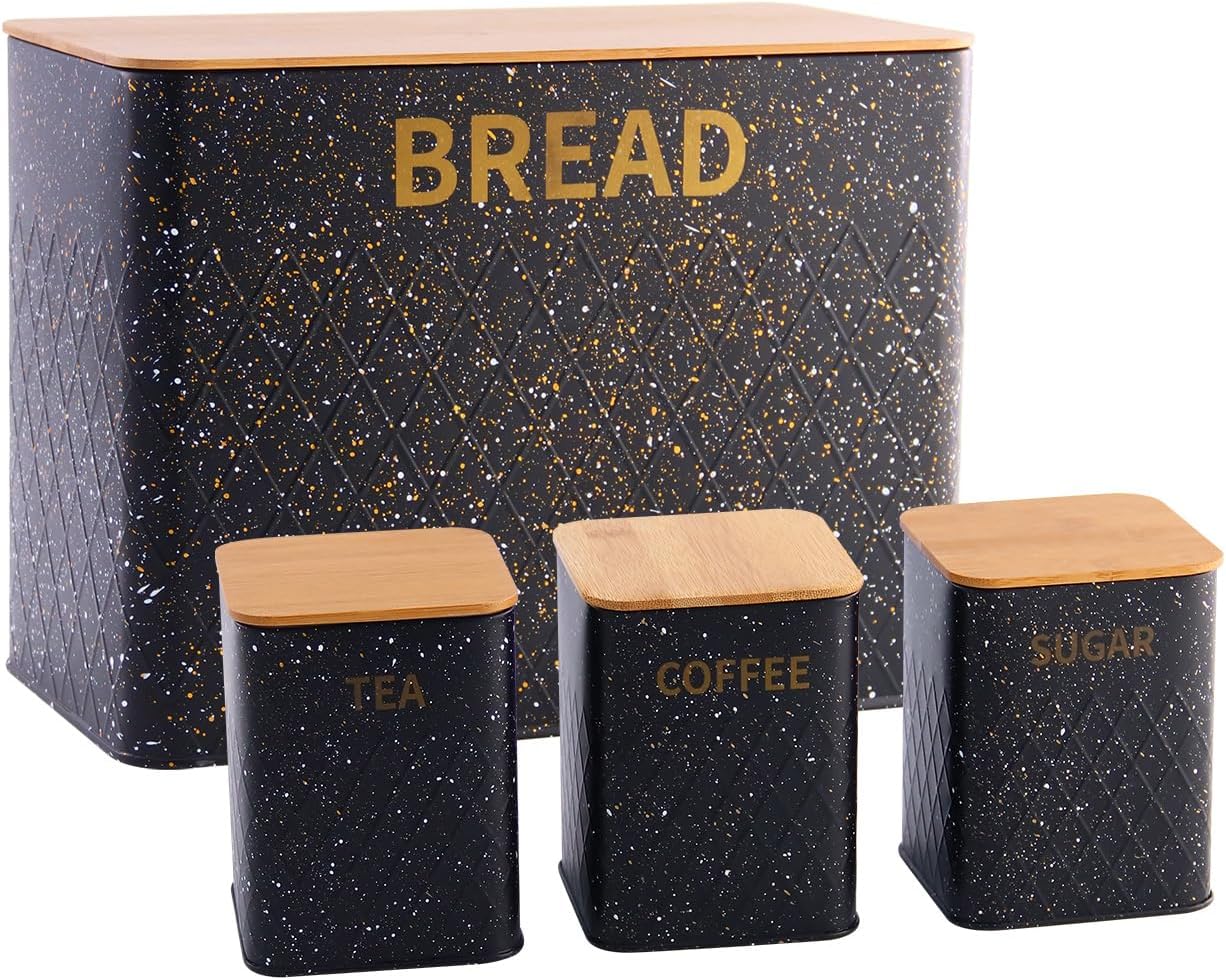 SS Bread Box with 3 Small Storage Jars
