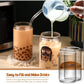 Glass Can Mug with Straw with Wooden Cap One Stop Bazar