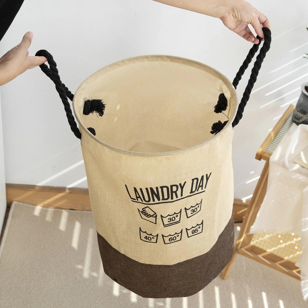 Foldable Cotton Laundry Basket osbshop.pk