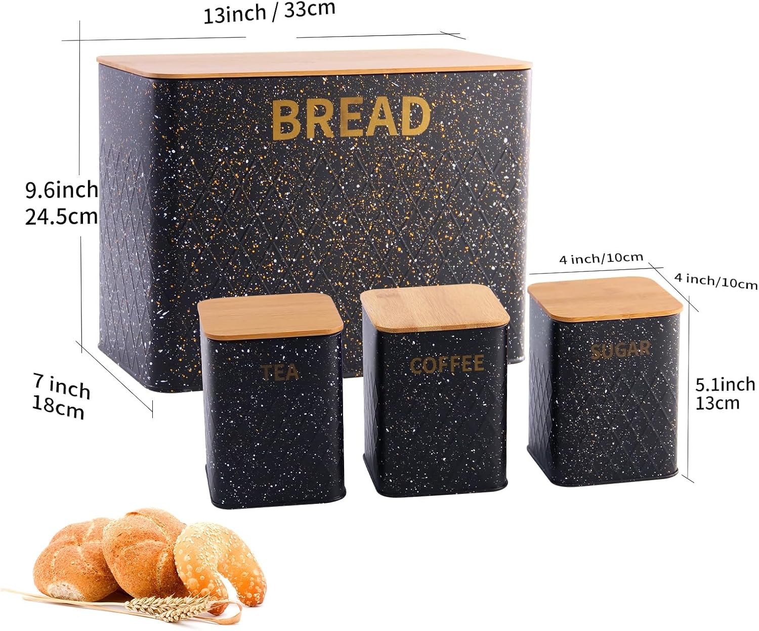 SS Bread Box with 3 Small Storage Jars osbshop.pk
