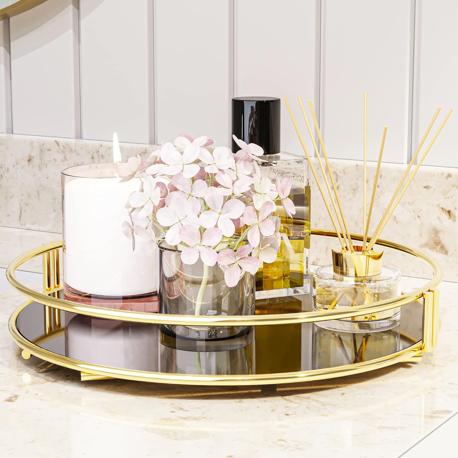 Golden Vanity Display with Mirror osbshop.pk