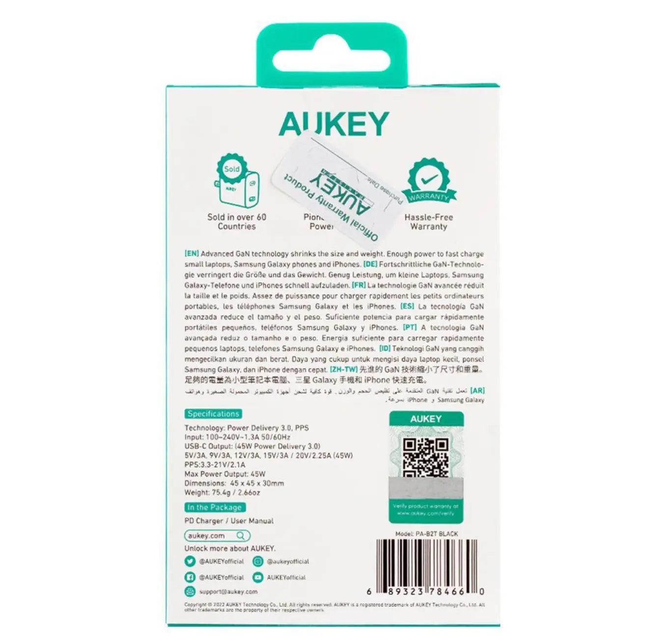 Aukey Omnia II 45W PD Wall Charger - osbshop.pk