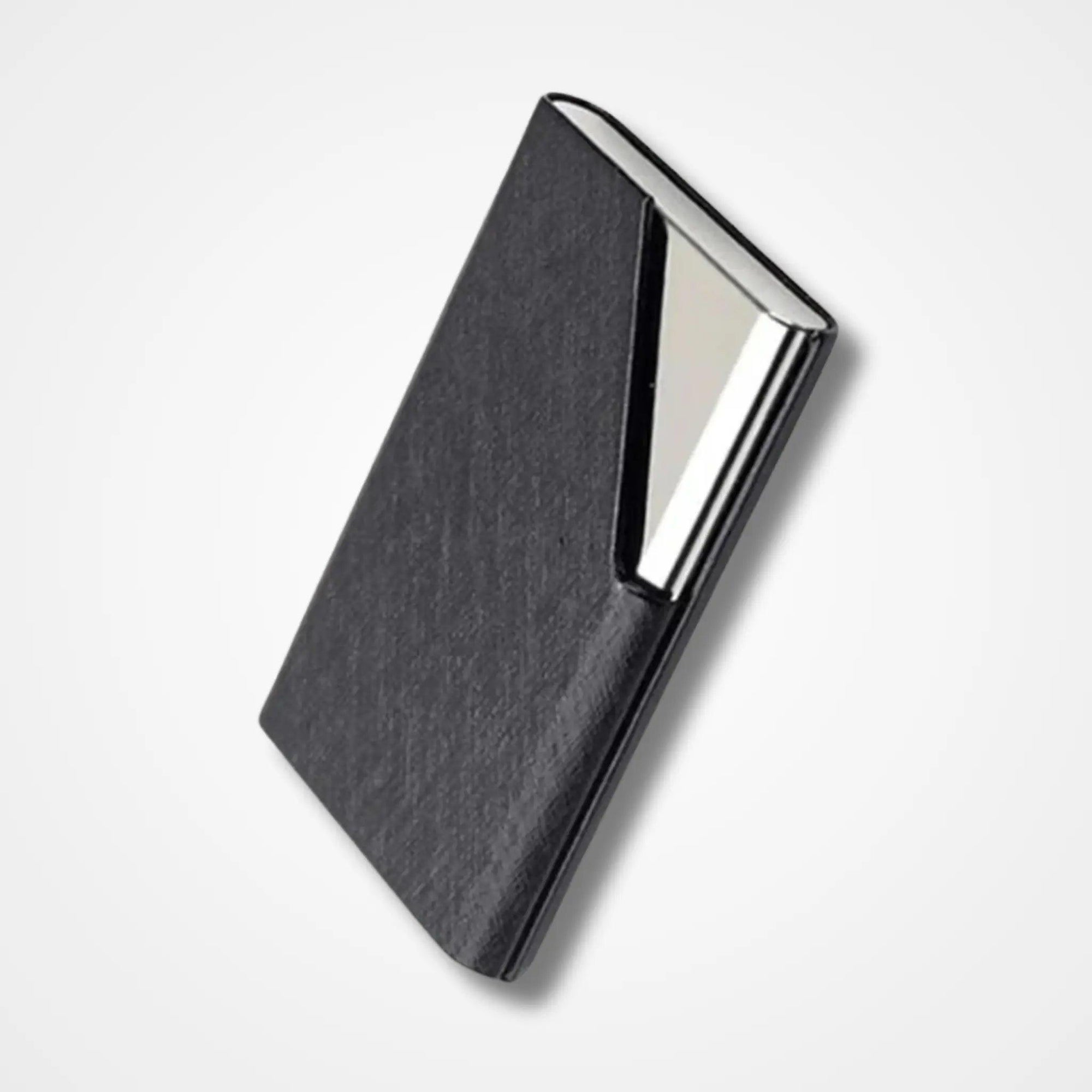 Black Leather Steel Card Holder - osbshop.pk
