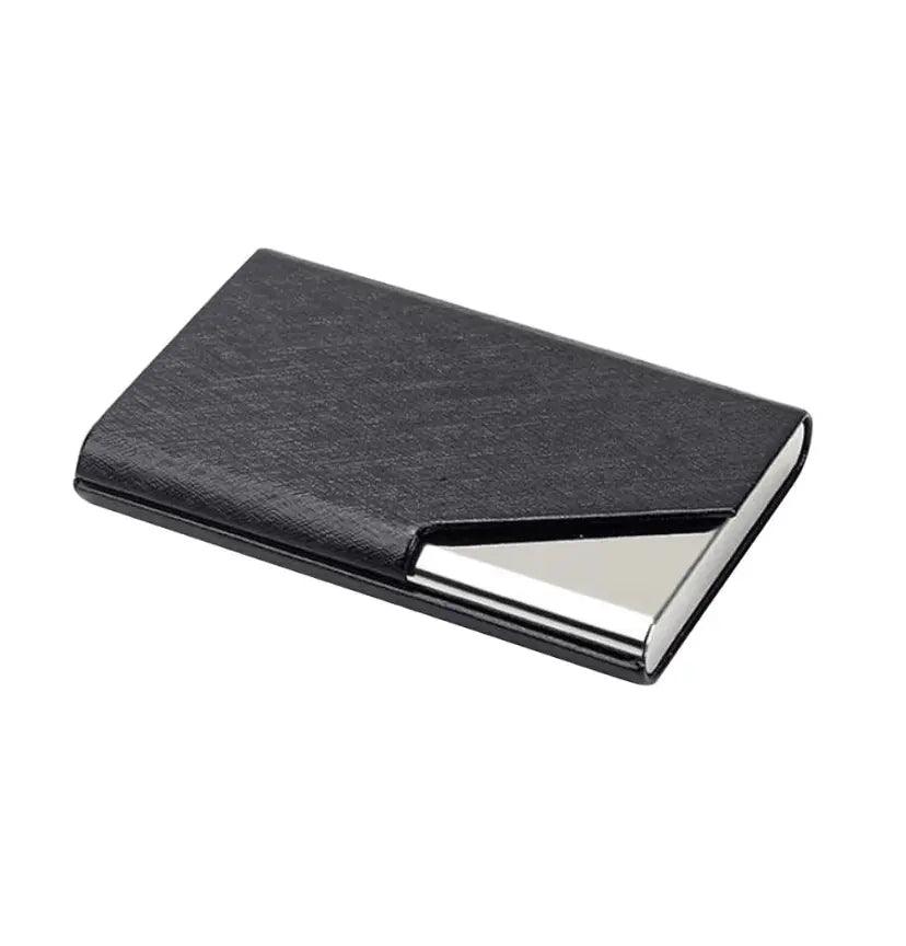 Black Leather Steel Card Holder - osbshop.pk