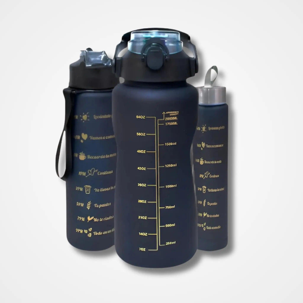 Black Set of 3 Motivational Bottle - osbshop.pk