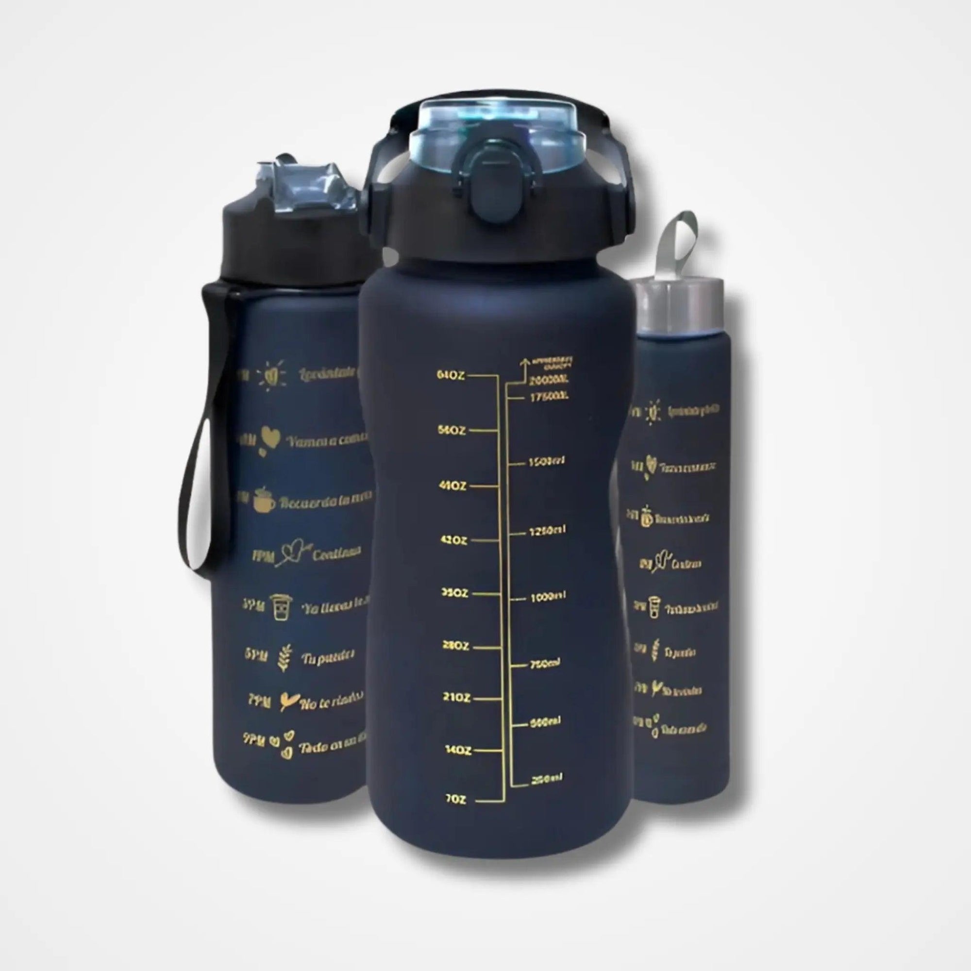 Black Set of 3 Motivational Bottle - osbshop.pk