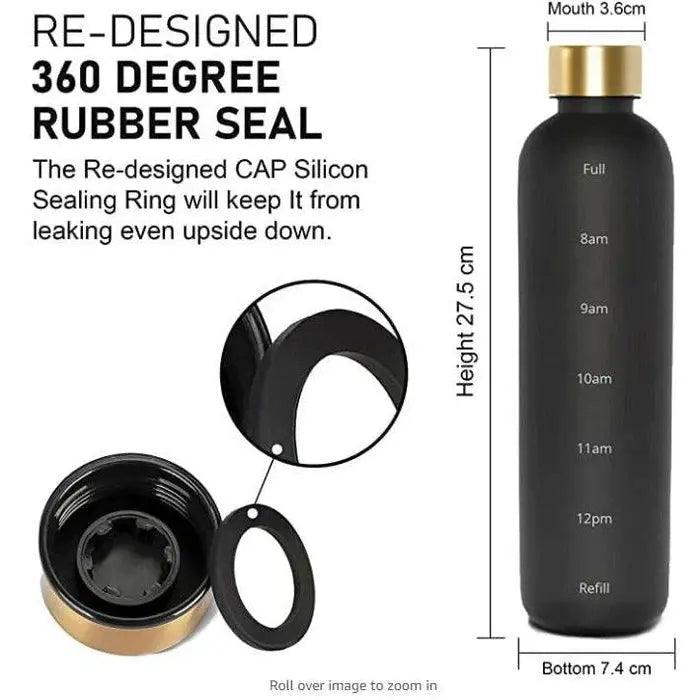 Frosted 1 Litre Motivational Bottle with Golden cap Premium - osbshop.pk