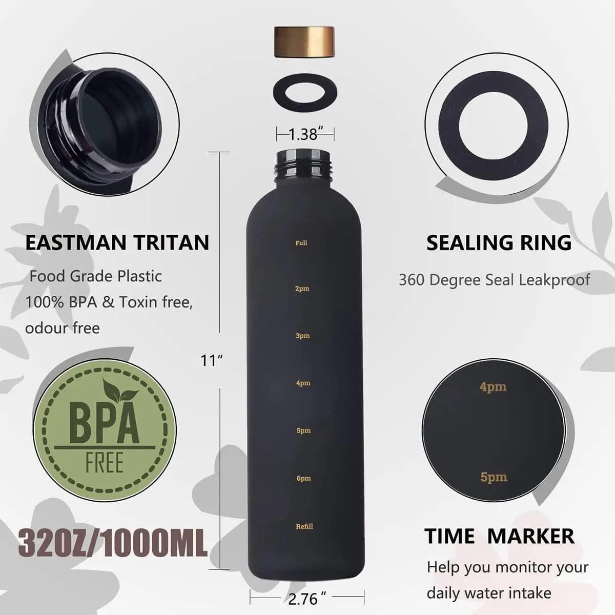 Frosted 1 Litre Motivational Bottle with Golden cap Premium - osbshop.pk