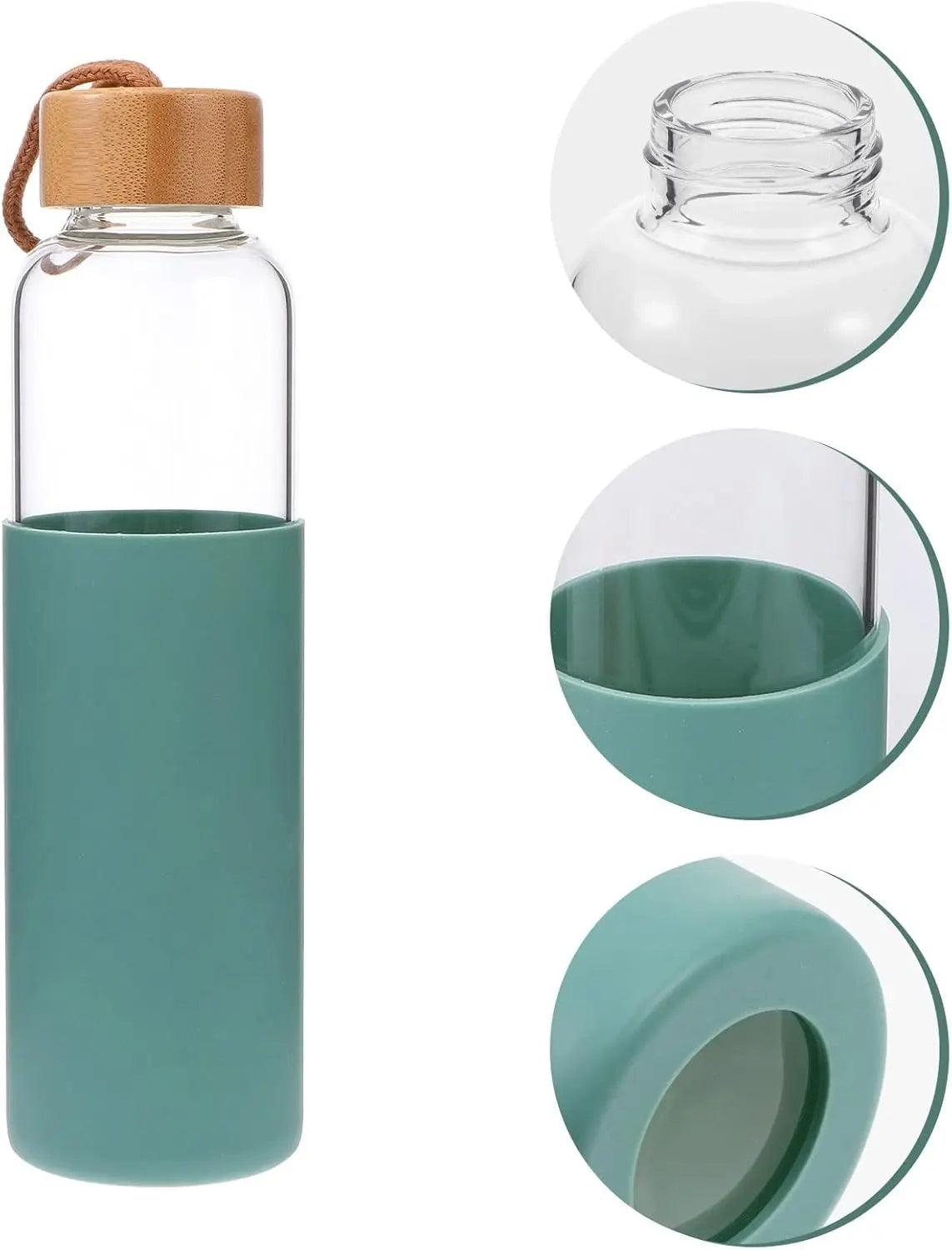 Glass Bottle with Bamboo Cap - osbshop.pk