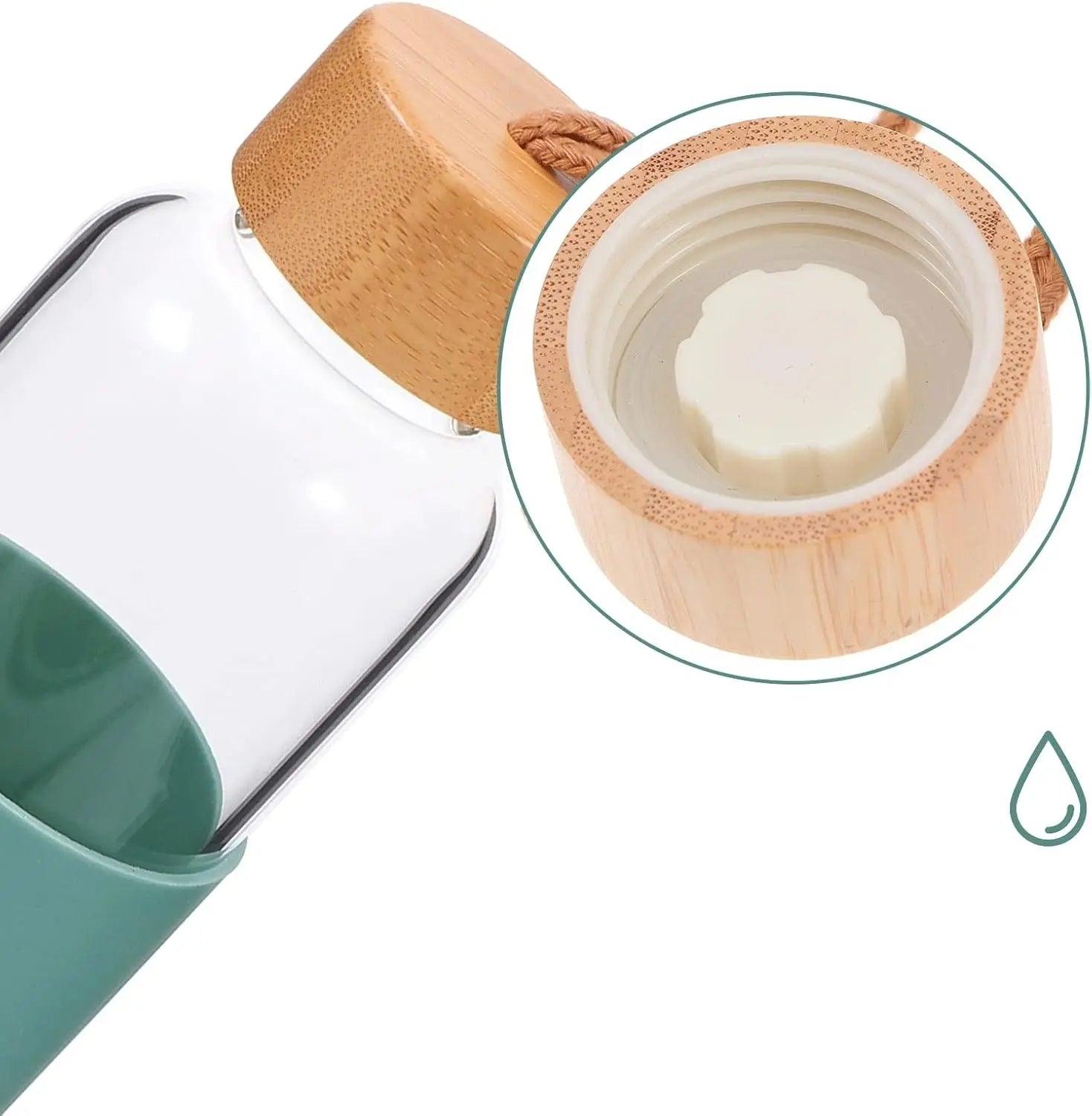 Glass Bottle with Bamboo Cap - osbshop.pk