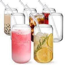 Glass Can Mug with Straw without cap - osbshop.pk