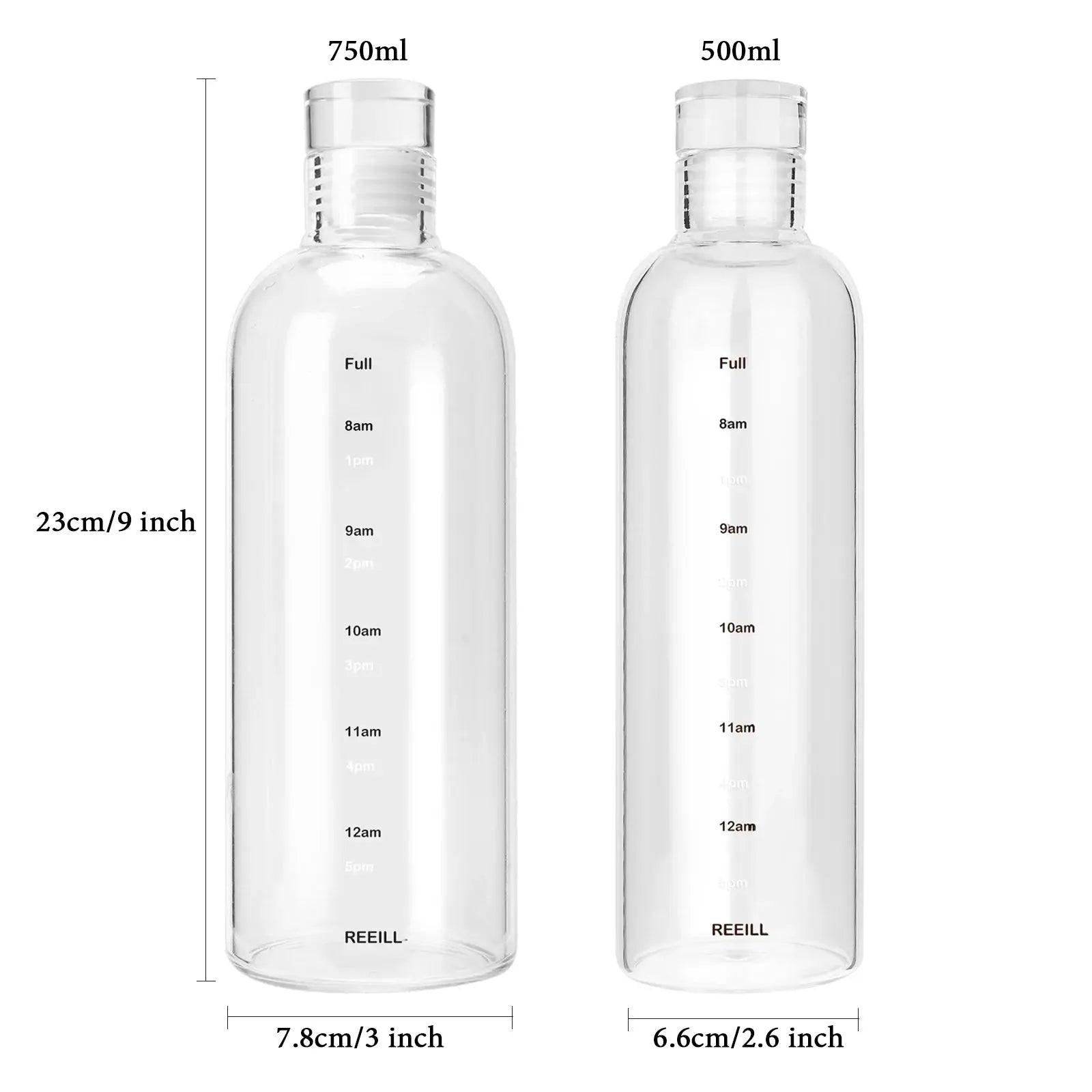 Glass Water Bottle With Time Marker - osbshop.pk