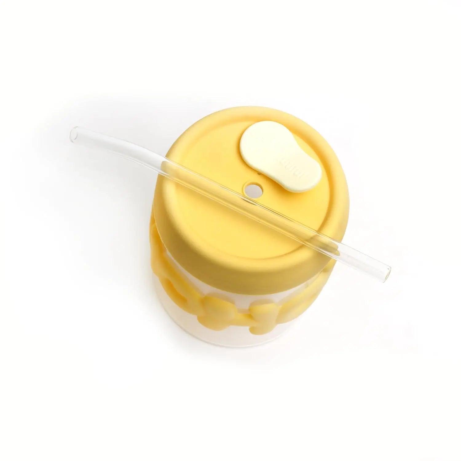 HOHO Glass Mug with Lid & Straw - osbshop.pk