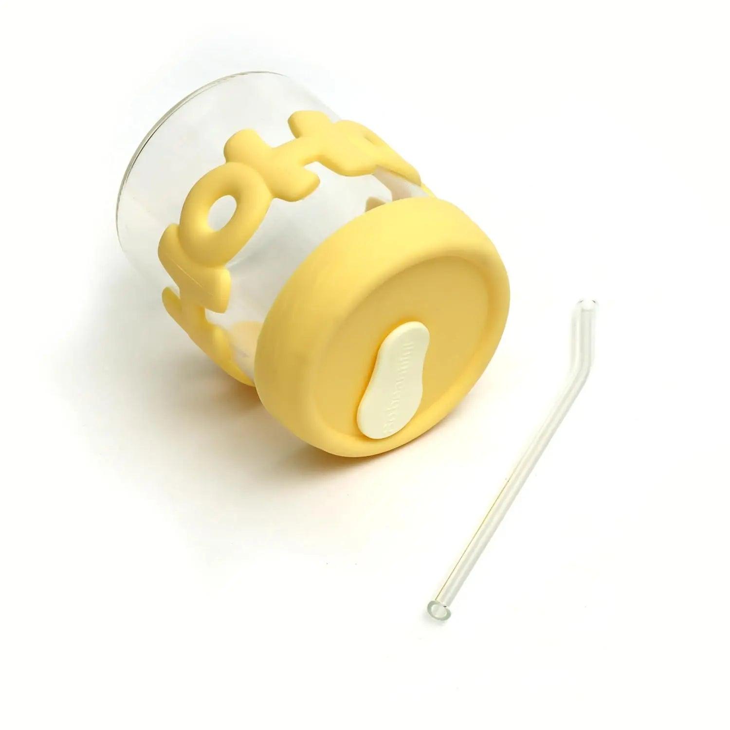HOHO Glass Mug with Lid & Straw - osbshop.pk