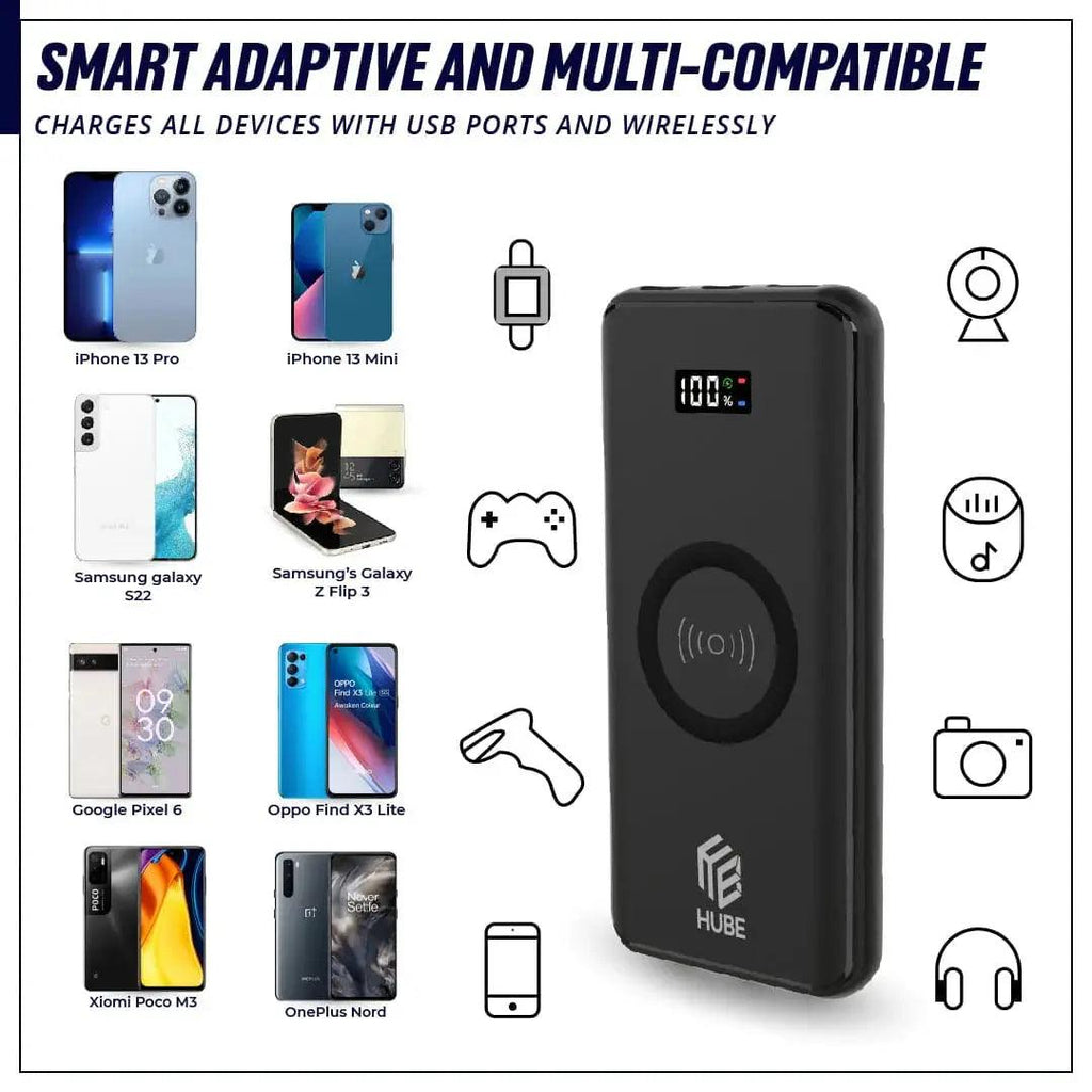 Hube Wireless 10,000 MAh Fast Charging Power Bank - osbshop.pk