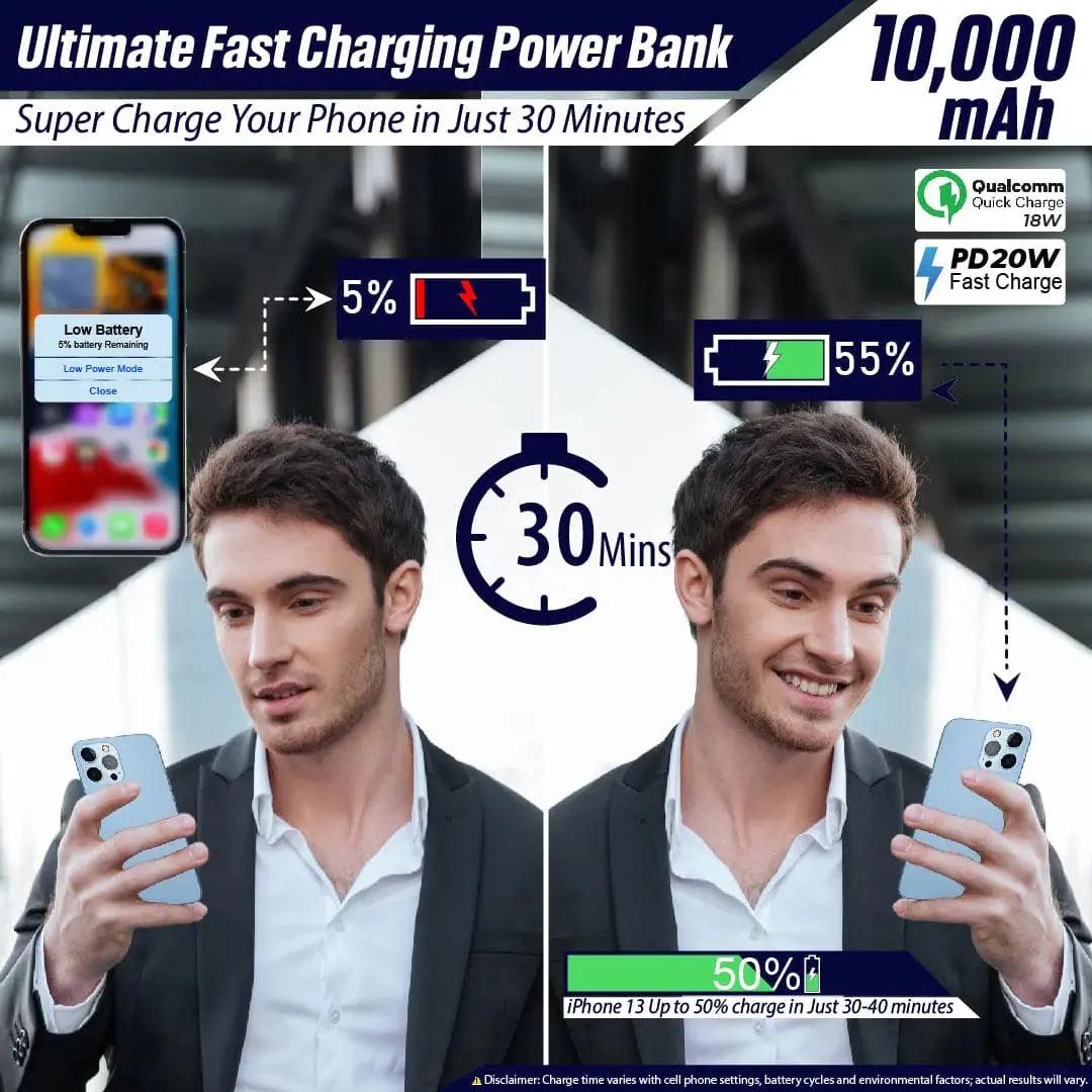 Hube Wireless 10,000 MAh Fast Charging Power Bank - osbshop.pk
