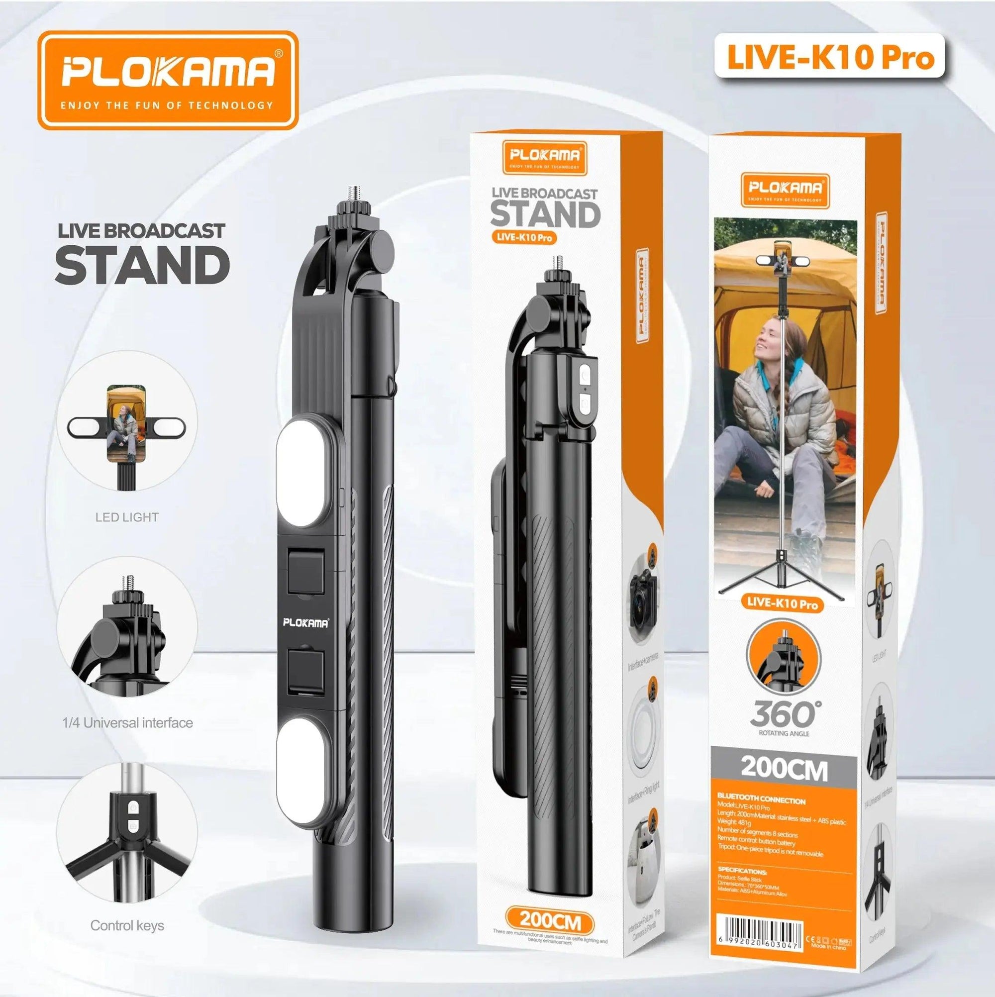 Live K10 PRO 6.5 Feet / 200CM Tripod Stand - osbshop.pk