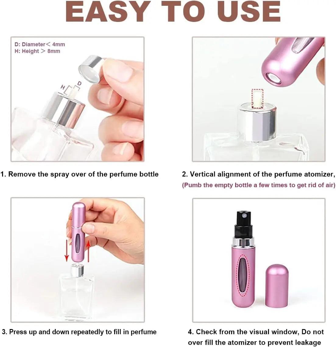 Mini Refillable Perfume Spray Bottle, Pocket Size For Travel - osbshop.pk