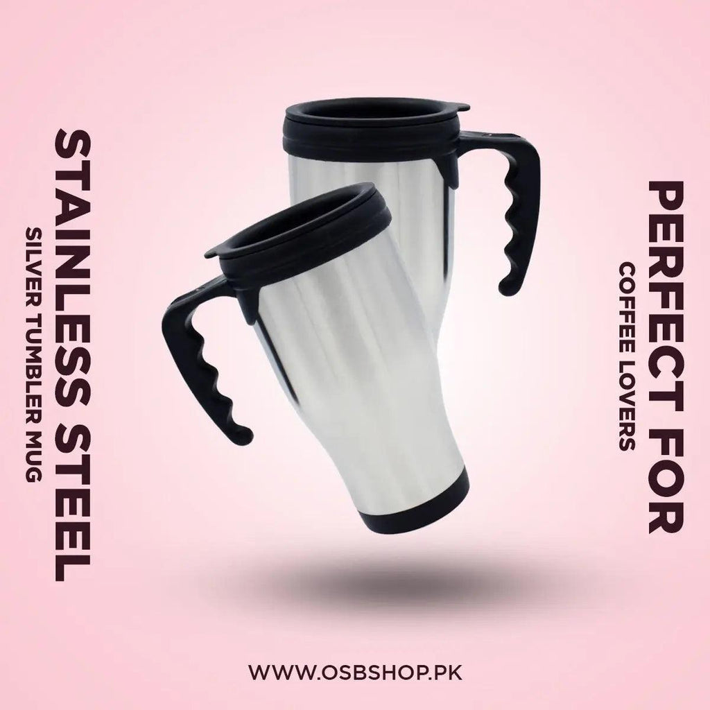Silver Stainless Steel Tumbler Mug - osbshop.pk