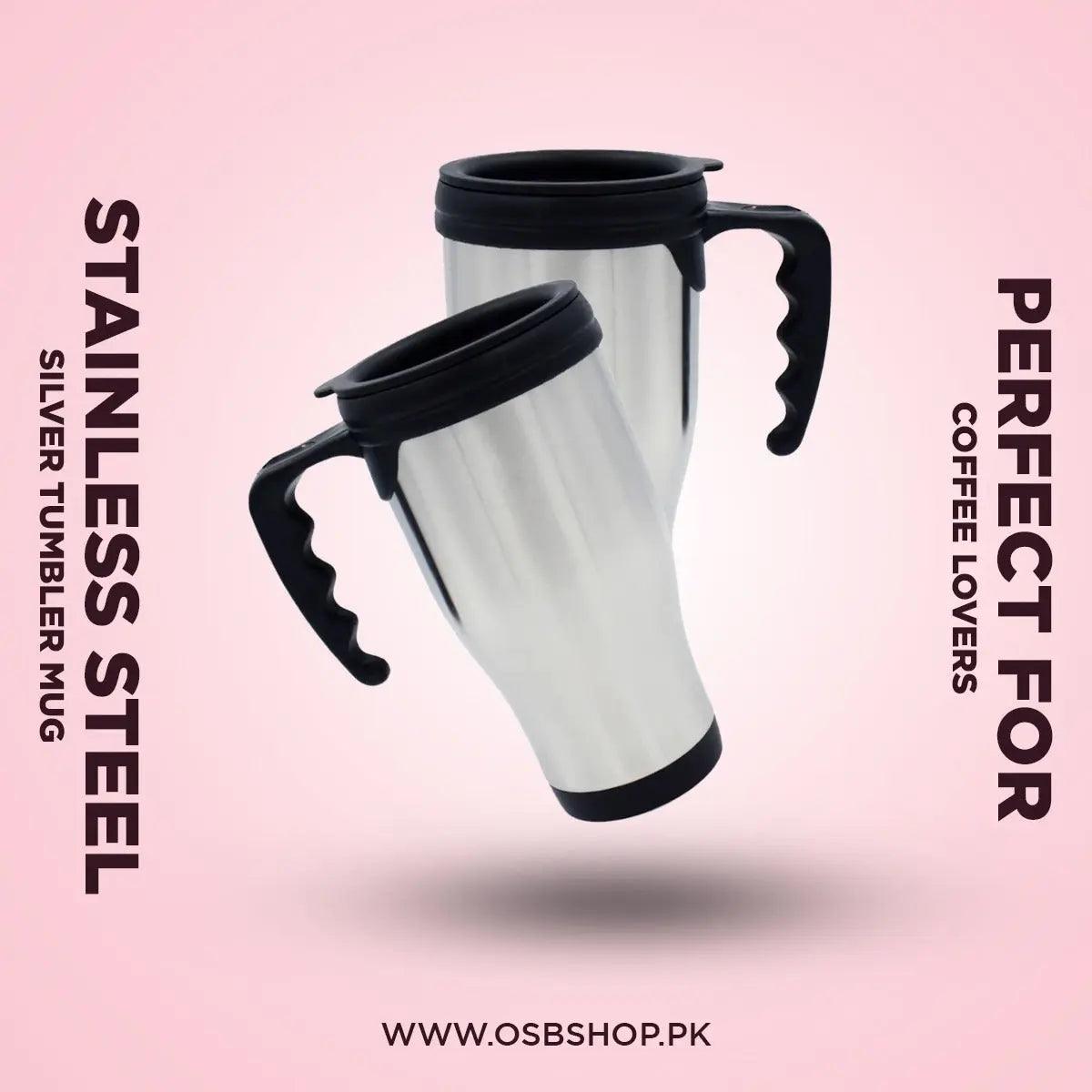 Silver Stainless Steel Tumbler Mug - osbshop.pk