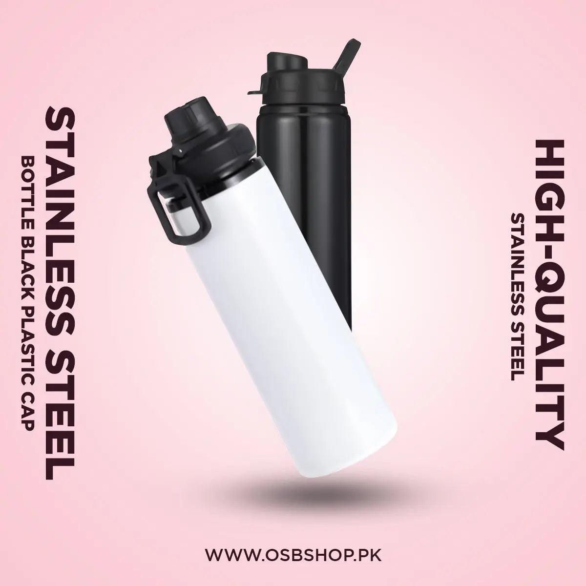 Stainless Steel Bottle Black Plastic Cap - osbshop.pk