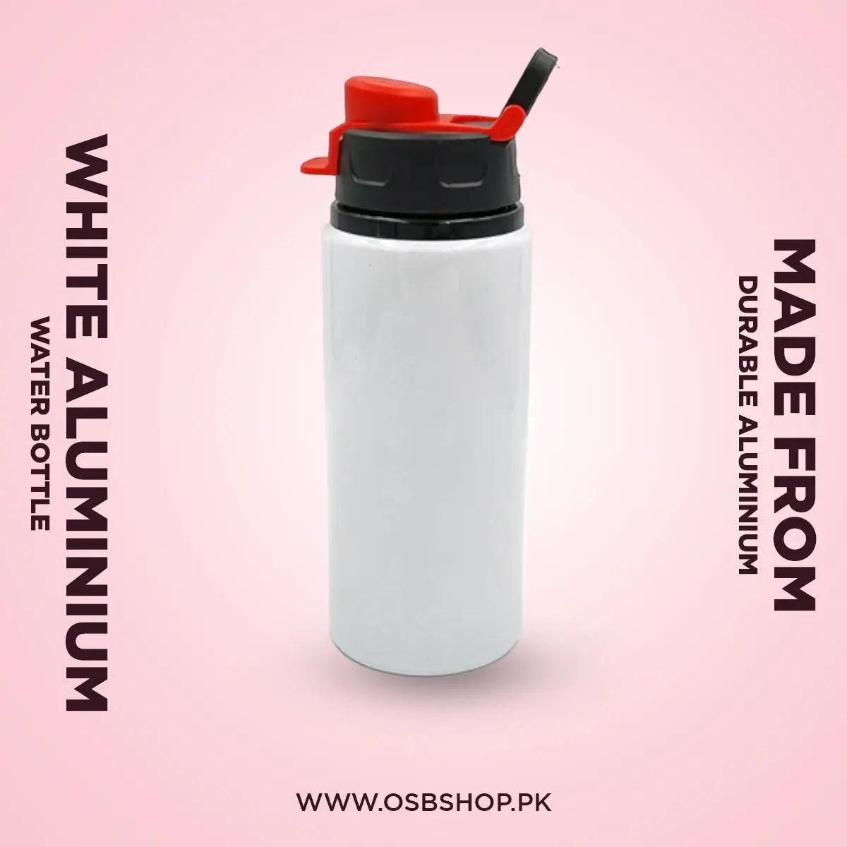 White Aluminium Water Bottle - osbshop.pk