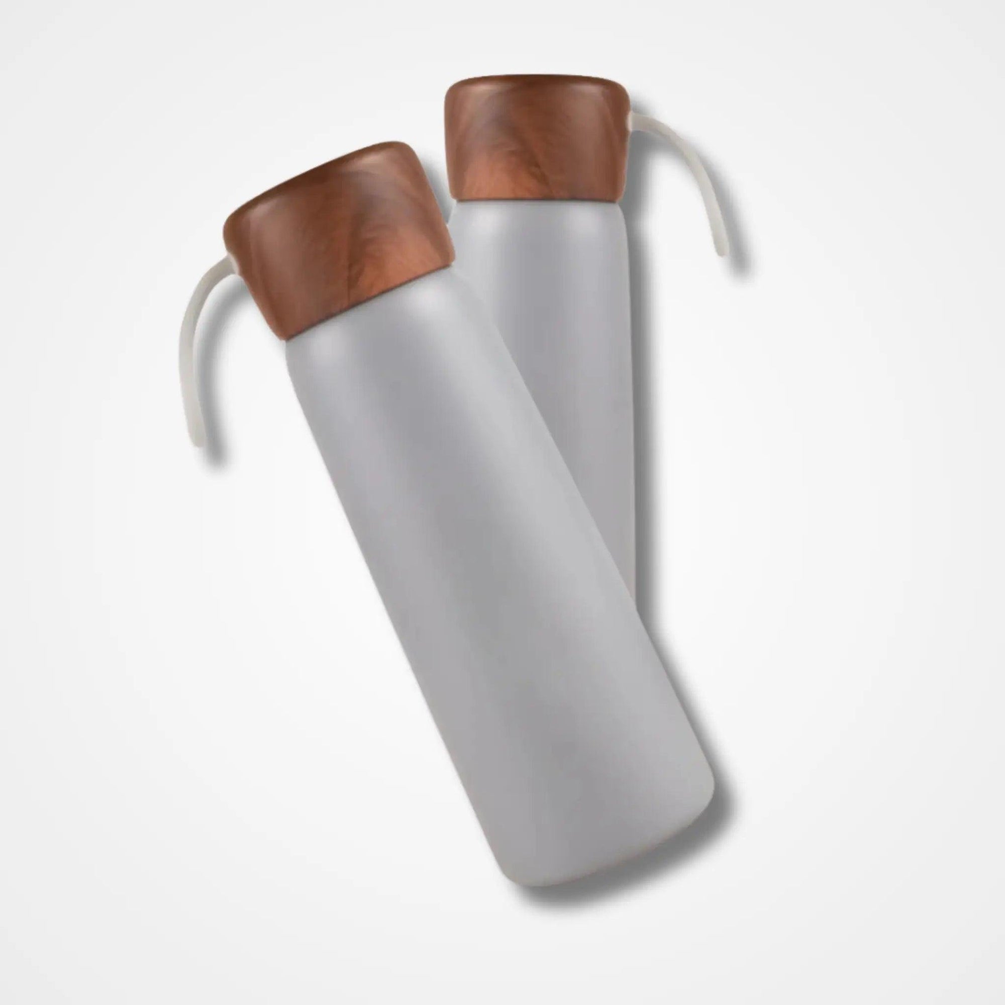 White Stainless Steel Bottle With Wooden Cap - osbshop.pk