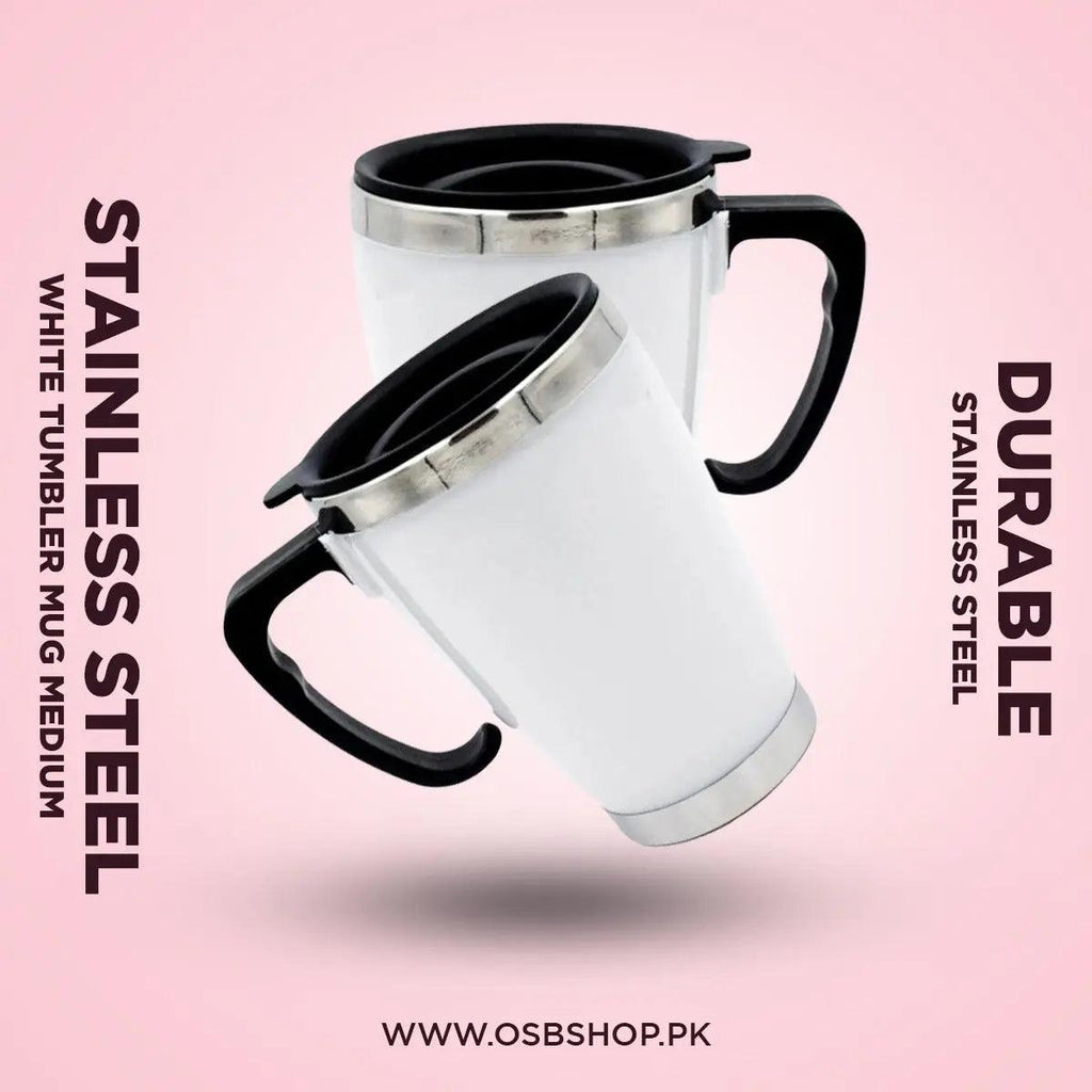 White Stainless Steel Tumbler Mug Medium - osbshop.pk