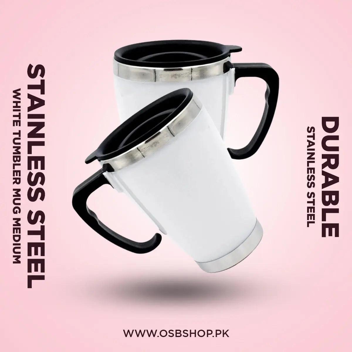 White Stainless Steel Tumbler Mug Medium - osbshop.pk